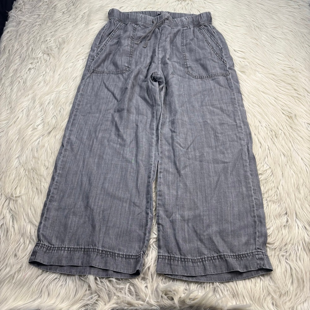 Splendid Women's S Gray Flowy Cropped Wide Leg Pant Lyocell Beach Coastal Resort